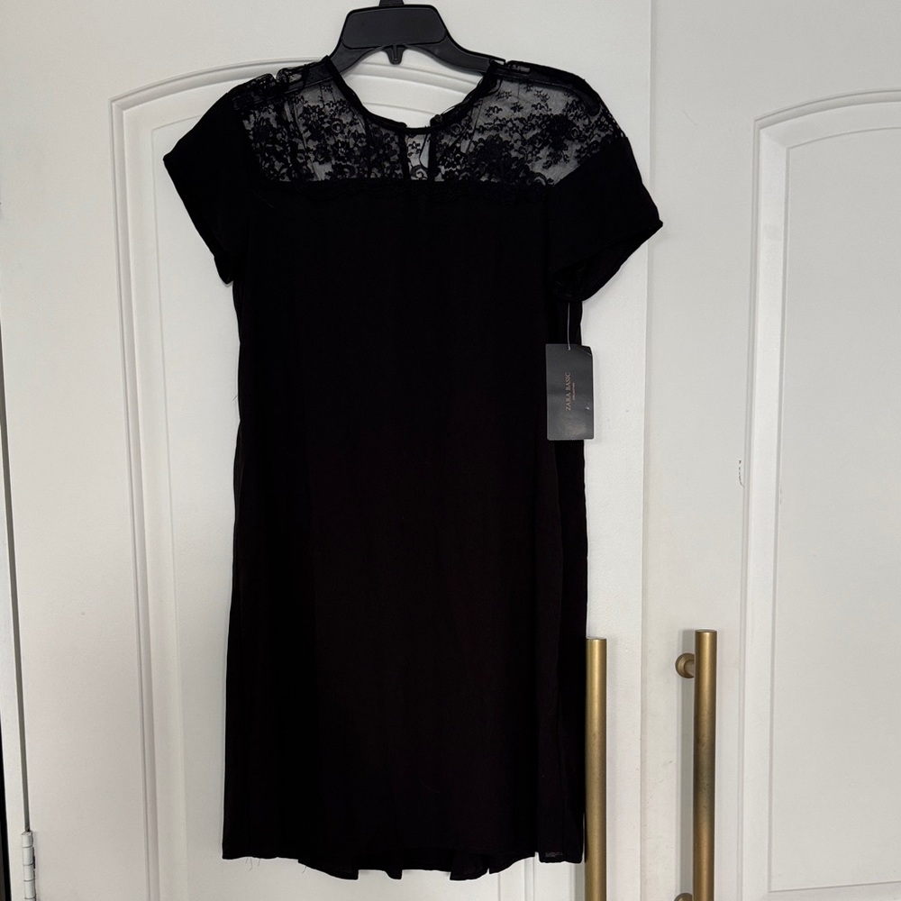 BRAND NEW WITH TAGS Zara Black Mini Dress with Lace Detail